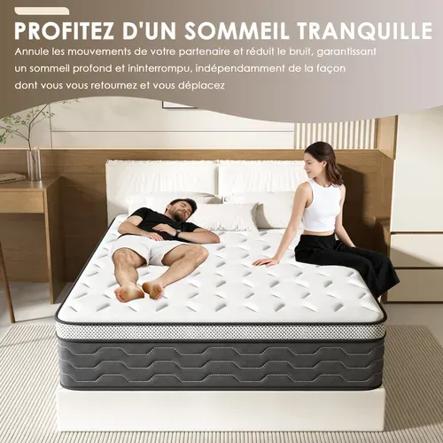 Matelas Ressorts 160x200 Cm, 30 Cm Épaisseur, confort, 7 Zones