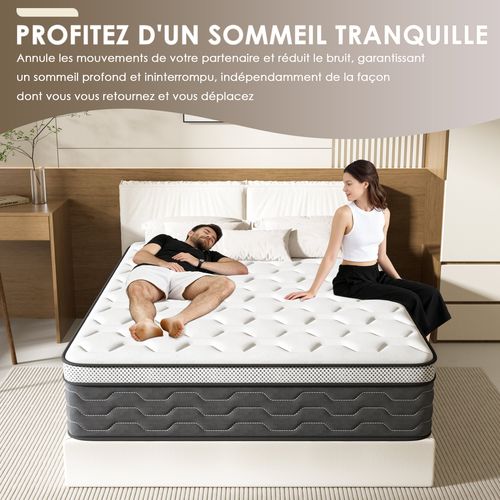 Matelas Ressorts 90x190 Cm, 30 Cm épaisseur, Confort, 7 Zones Ergonomique