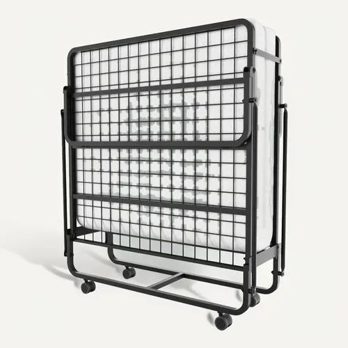 Lit Pliant 1 Personne 90x190 Cm Avc Matelas En Mousse De 10cm, Charge 300 Kg