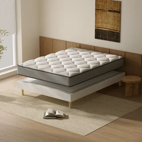 Ensemble Matelas Ressorts 140x200cm Epaisseur 20 cm double face + sommier tapissier