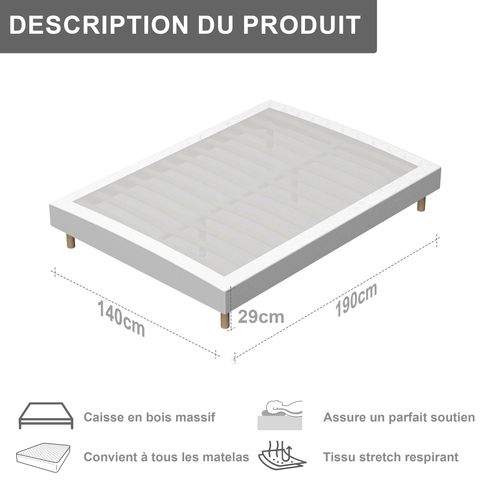 Ensemble Matelas Ressorts 140x200cm Epaisseur 20 cm double face + sommier tapissier