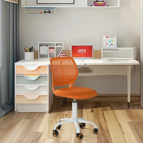 Chaise De Bureau Pivotante Réglable En Tissu Ergonomique Sans Accoudoirs Orange