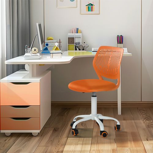 Chaise De Bureau Pivotante Réglable En Tissu Ergonomique Sans Accoudoirs Orange