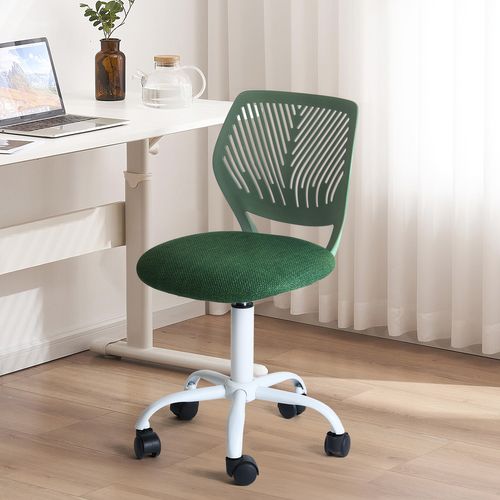 Chaise De Bureau Pivotante Réglable En Tissu Ergonomique Sans Accoudoirs Vert Foncé