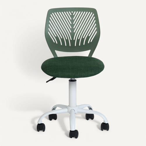 Chaise De Bureau Pivotante Réglable En Tissu Ergonomique Sans Accoudoirs Vert Foncé