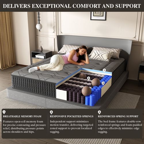 Matelas Ressorts 140x190 Cm De Forme En Mousse Et Ressorts, 30 Cm Épaisseur