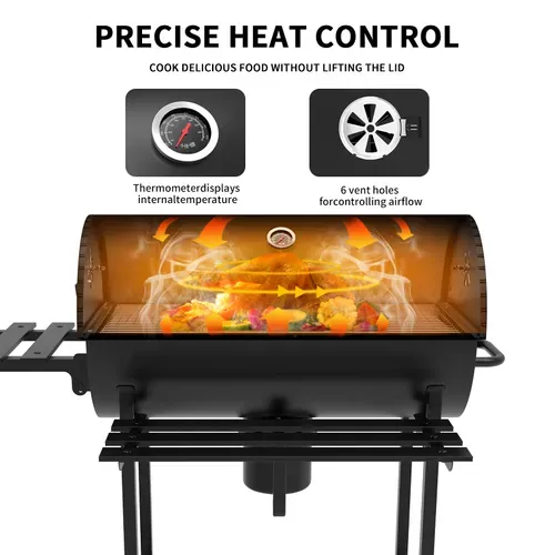 Barbecue Charbon De Bois, avec Grille De Cuisson XXL Avec Deux Étagères (avec housse de protection)