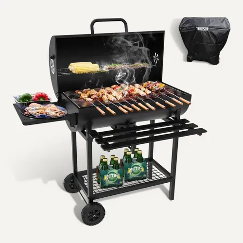 Barbecue Charbon De Bois, avec Grille De Cuisson XXL Avec Deux Étagères (avec housse de protection)