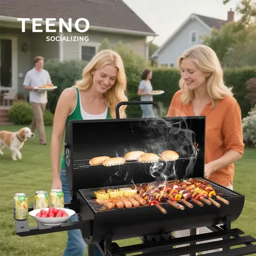 Barbecue Charbon De Bois, avec Grille De Cuisson XXL Avec Deux Étagères (avec housse de protection)