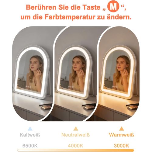 Miroir De Maquillage Hollywood Mirror 35×45 Cm Avec 3 Modes D'éclairage Intensité Variable