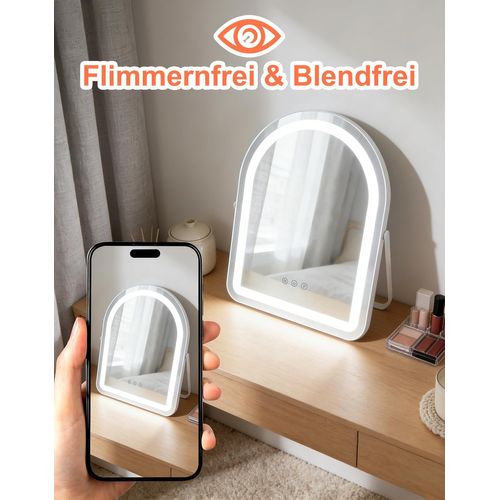Miroir De Maquillage Hollywood Mirror 35×45 Cm Avec 3 Modes D'éclairage Intensité Variable