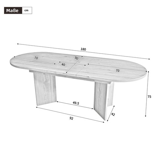 Ensemble Repas 9 Pièces Avec Table Extensible 140-180 Cm Et 8 Chaises En Rotin, Bois Clair