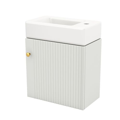 Meuble Vasque 46 Cm Avec Lavabo, Rangement Compact Pour Salle De Bain