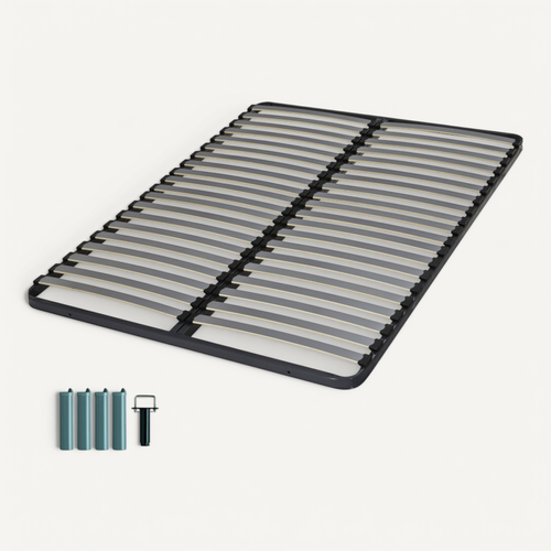 Sommier à Lattes + Pieds 140x190 Epsilon - 40 Lattes Bois - Fabrication Française