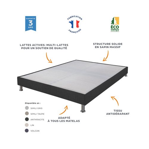 Sommier Tapissier + Jeu De Pieds 120x190 Omega Blanc 2x18 Lattes