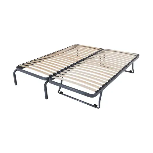 Ensemble Lit Gigogne Métal 80x190 - 20 Lattes Bois - Gain De Place - Made In France