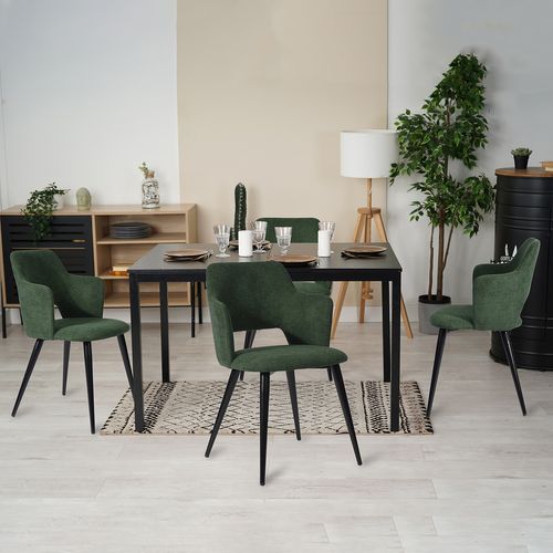 Chaise De Salle à Manger Pivotante Style Scandinave - Rembourrée En Chenille, Avec Accoudoirs - Couleur Kaki