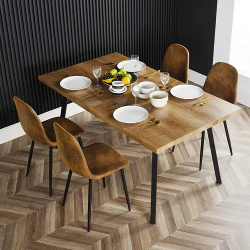 Lot de 4 Chaises de Salle à Manger Vintage Assise Rembourrée En Suédine 41x50x84 Cm