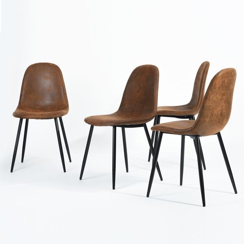 Lot de 4 Chaises de Salle à Manger Vintage Assise Rembourrée En Suédine 41x50x84 Cm