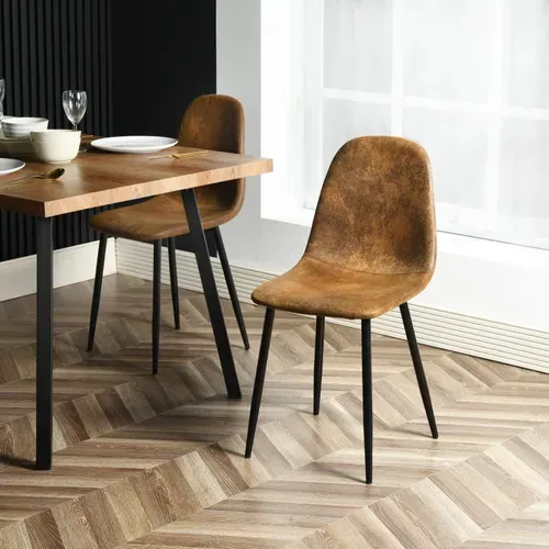 Lot de 4 Chaises de Salle à Manger Vintage Assise Rembourrée En Suédine 41x50x84 Cm