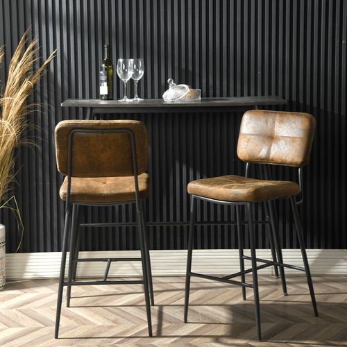 Lot De 2 Tabouret De Bar Siège Rembourrés De 69 Cm De Haut En Suédine Avec Dossier Et Repose-pieds