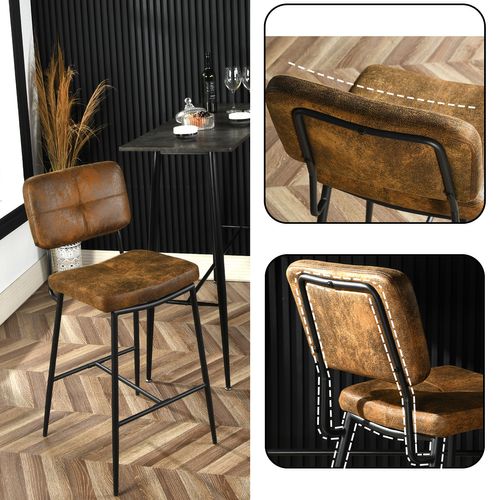 Lot De 2 Tabouret De Bar Siège Rembourrés De 69 Cm De Haut En Suédine Avec Dossier Et Repose-pieds