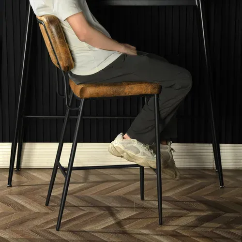 Lot De 2 Tabouret De Bar Siège Rembourrés De 69 Cm De Haut En Suédine Avec Dossier Et Repose-pieds