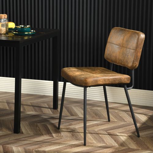 Lot De 4 Chaises De Salle À Manger Vintage Avec Dossier Assise Rembourrée En Suédine, Marron