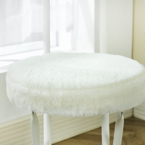 Lot De 4 Chaises Pliante Tabourets Pliable Coussin Rond En Fourrure Avec Dossier Blanc