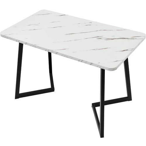Table Repas Rectangle Marbre Pieds En Métal Blanc