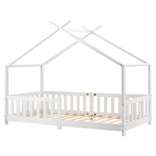 Lit Cabane Pour Enfant 90 X 200 Cm - Sommier Inclus - Blanc