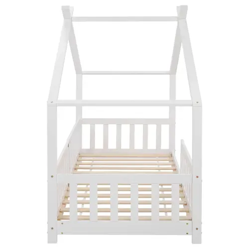 Lit Cabane Pour Enfant 90 X 200 Cm - Sommier Inclus - Blanc