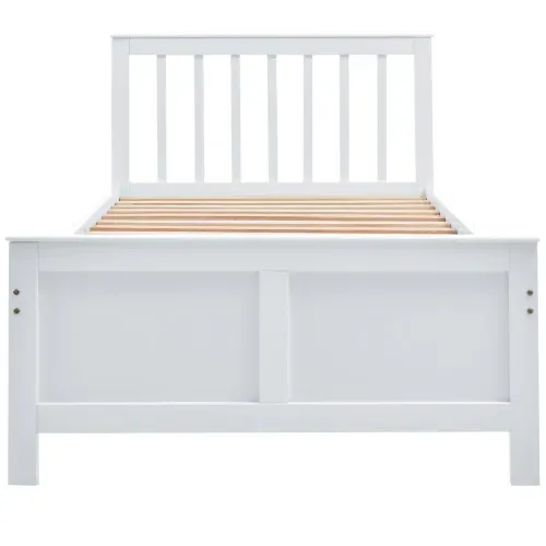 Lit 90 X 200 Cm 2 Tiroirs Et Sommier Inclus Blanc Et Bois