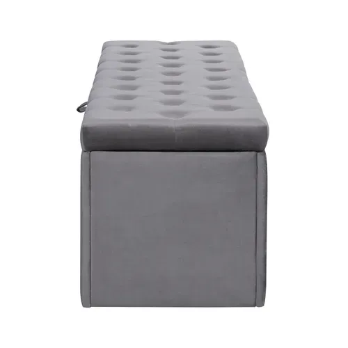 Banc De Rangement Pliable, Bout De Lit, 138x41x42 Cm, Gris Foncé Tissu Façon Velours, Charge 200 Kg