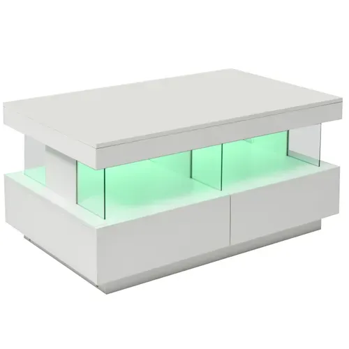 Table Basse LED Plateau De Table Durable, Résistant Aux Rayures Et Lisse 100 Cm Blanc