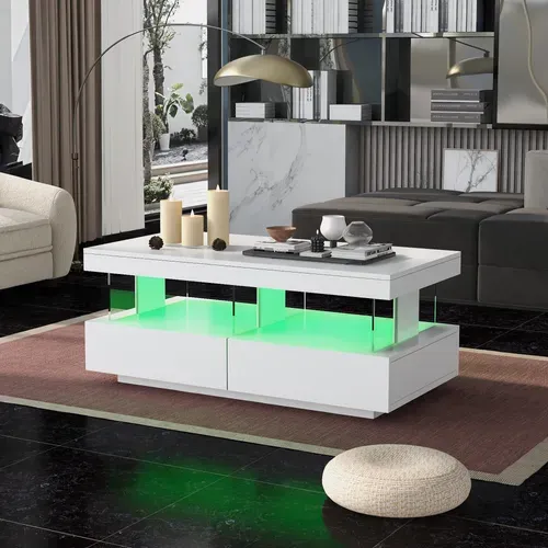 Table Basse LED Plateau De Table Durable, Résistant Aux Rayures Et Lisse 100 Cm Blanc