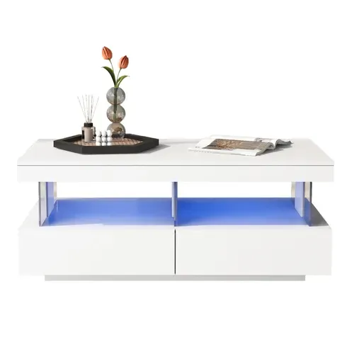 Table Basse LED Plateau De Table Durable, Résistant Aux Rayures Et Lisse 100 Cm Blanc