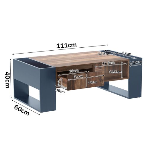 Table Basse 111 X 40 X 60 Cm Marron