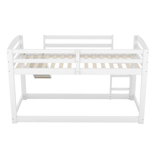 Lit Mezzanine Avec Toboggan 90 X 200 Cm Blanc