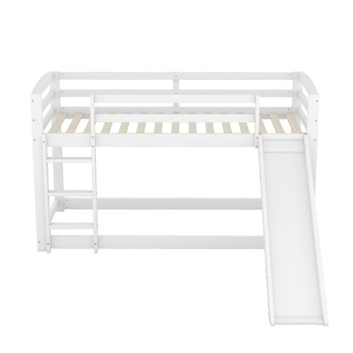 Lit Mezzanine Avec Toboggan 90 X 200 Cm Blanc
