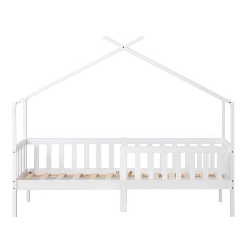 Lit Cabane 90 X 200 Cm Sommier Inclus Blanc