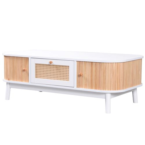Table Basse 110 Cm Blanc Avec 1 Tiroir