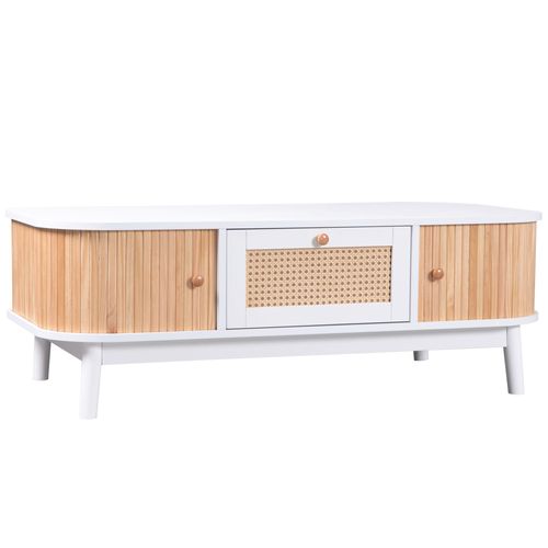 Table Basse 110 Cm Blanc Avec 1 Tiroir