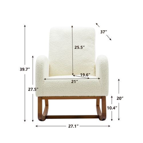 Chaise à Bascule Relax Avec Repose-pieds - Tissu Velours, Poches Latérales, Dossier Haut, Couleur Beige Pour Salon Ou Chambre