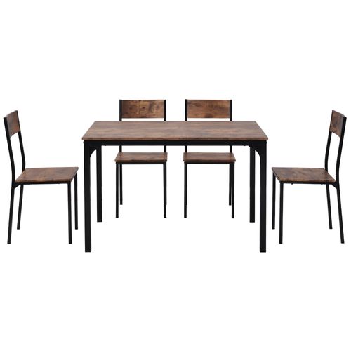 Ensemble Table + 4 Chaises Noir Et Marron