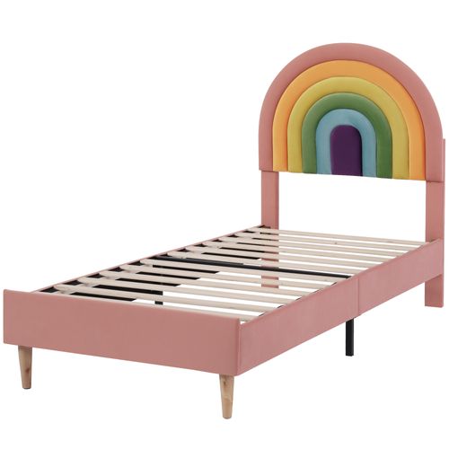 Lit Lit Simple Velours Tête De Lit Rainbow 90 X 200 Cm Rose