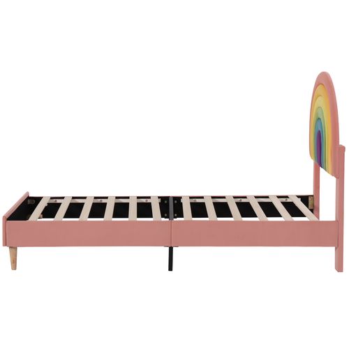 Lit Lit Simple Velours Tête De Lit Rainbow 90 X 200 Cm Rose