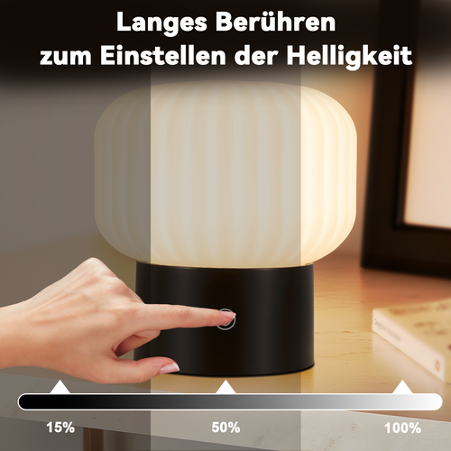 Lampe De Table Sans Fil Lampe De Chevet LED Avec 3 Températures Tactile à Intensité Variable Noir