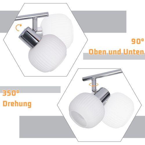 Spot De Plafond 4 Lumières E14 Verre Abat-jour Lampe De Plafond Vintage