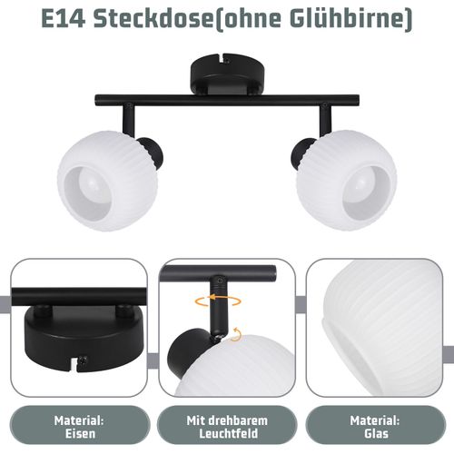 Spot De Plafond 2 Lumières E14 Verre Abat-jour Lampe De Plafond Vintage